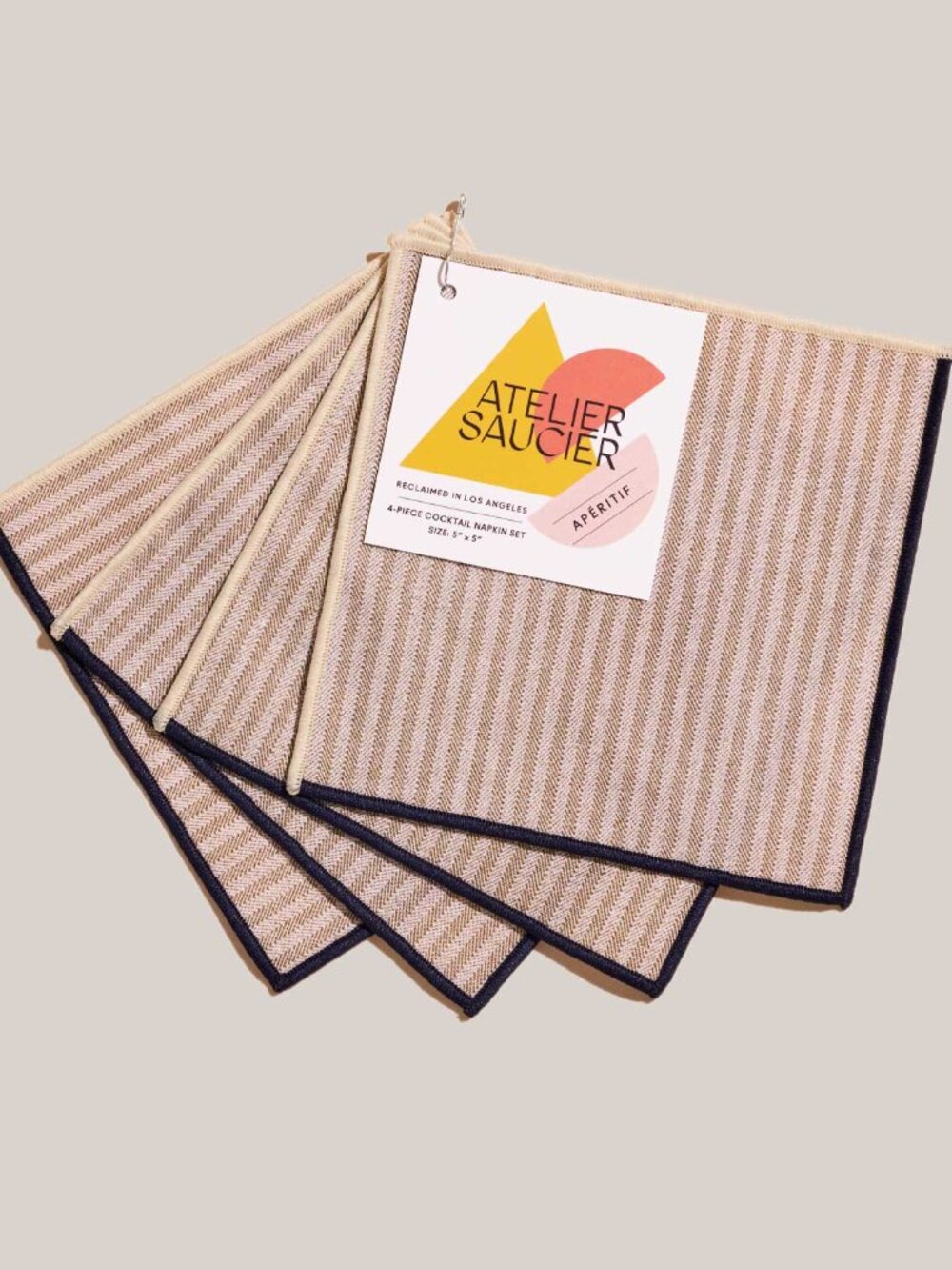 ATELIER SAUCIER Sandbar Stripe Cocktail Napkins (Set of 4) - NWT